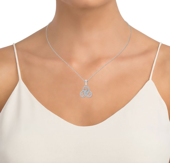 14K Love Knot Diamond Pendant