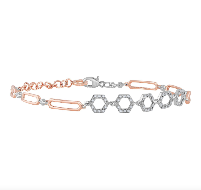 10K Hexagon Diamond Bracelet
