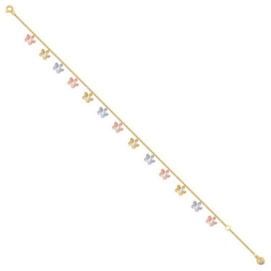 10K Tri-tone Butterfly Anklet