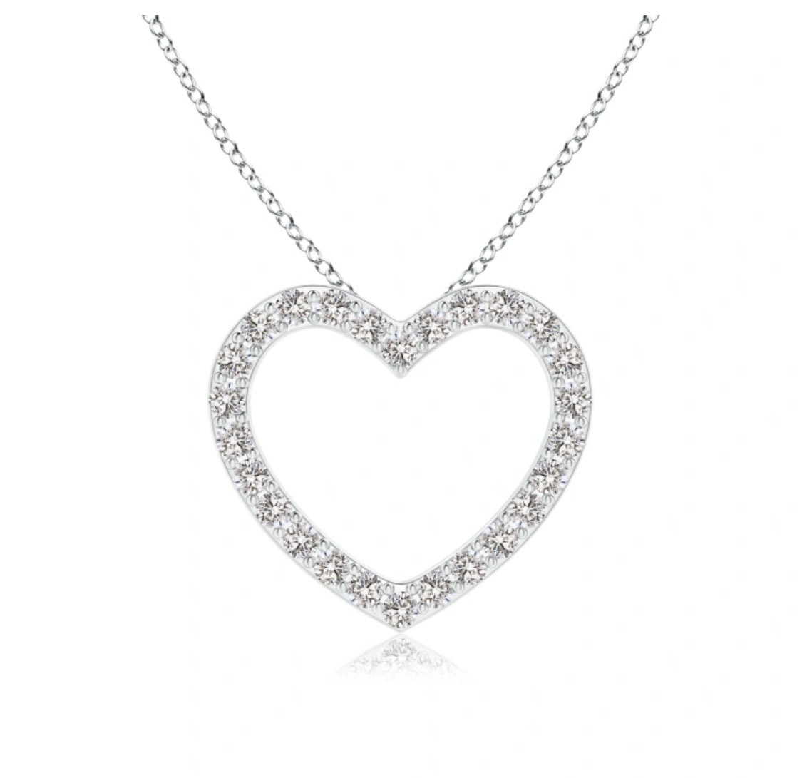 10K Diamond Open Heart Necklace