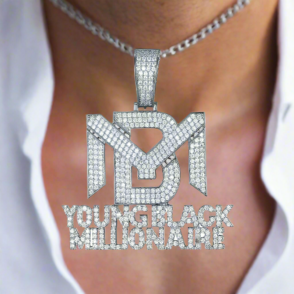 Sterling Silver Moissanite Youngblack Millionaire Charm