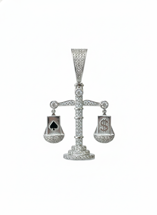 Sterling Silver Moissanite Libra Scale Charm