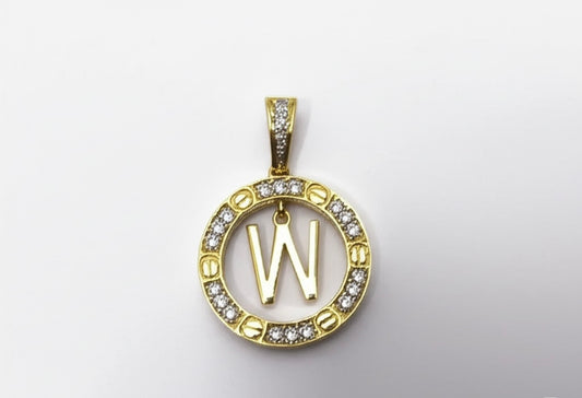 10k Cartier Style Diamond “W”Initial