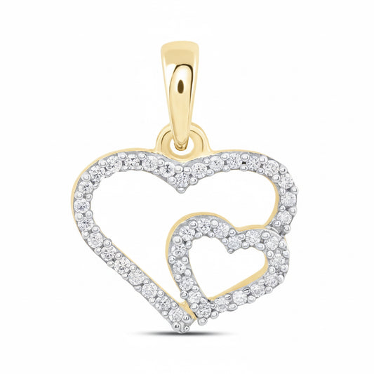 Gold and silver heart-shaped pendant on a white background