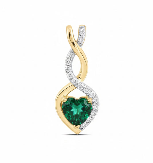 1/10 CTW diamond and 5mm natural gem heart pendant in 14K gold