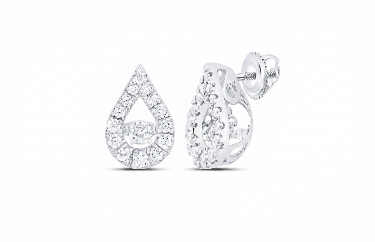 1/2 CTTW natural diamond pear-shaped twinkle earrings in 14K white gold