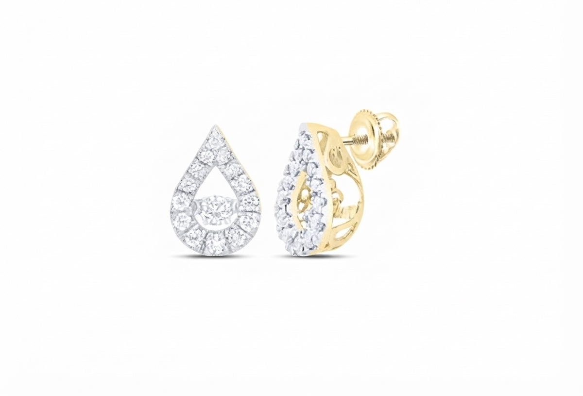 1/2 CTTW natural diamond pear-shaped twinkle earrings in 14K yellow gold