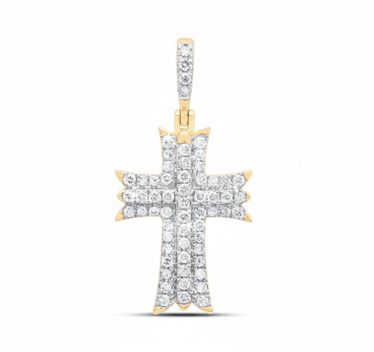1/2 CTW natural diamond P1 cross pendant in 10K yellow gold
