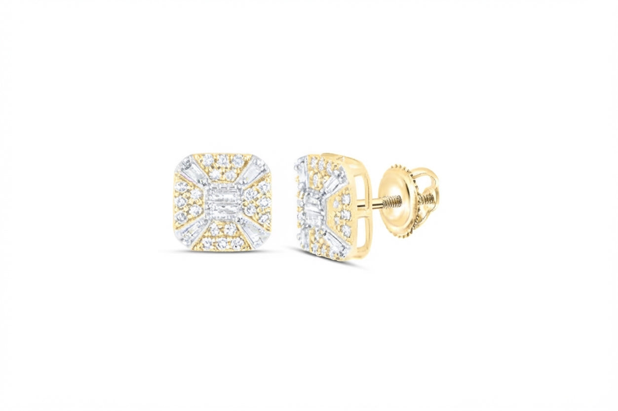 1/2 CTW natural diamond octagon men's earrings in solid 10K yellow gold