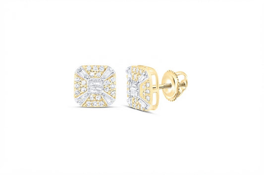 1/2 CTW natural diamond octagon men's earrings in solid 10K yellow gold