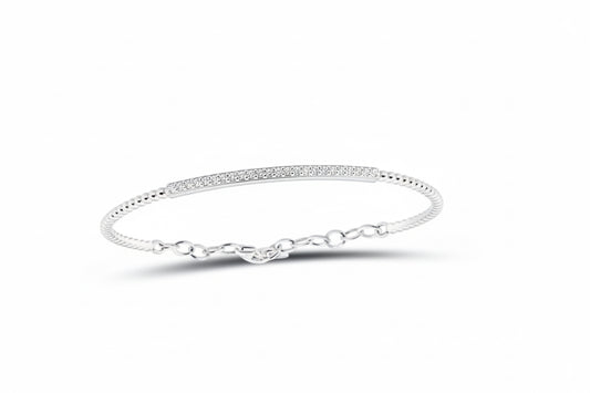 1/3 CTW natural diamond bangle in 14k white gold, 60x50mm size