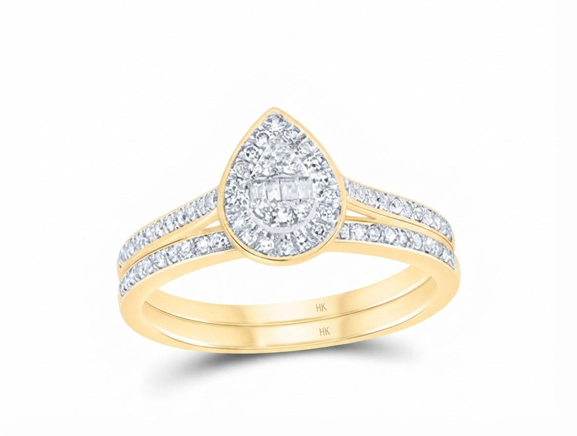 1/3 CTW Natural Diamond Pear Bridal Set in 10K Gold