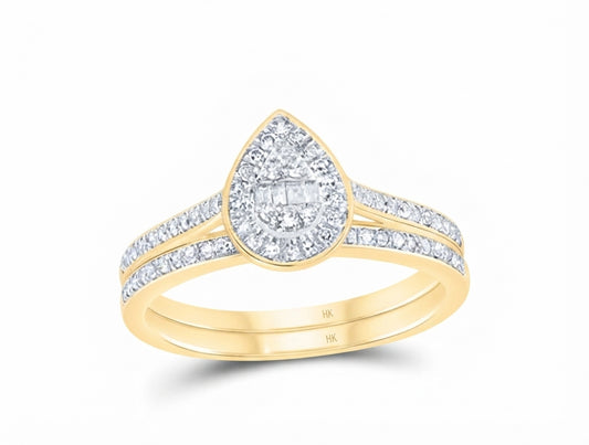 1/3 CTW Natural Diamond Pear Bridal Set in 10K Gold