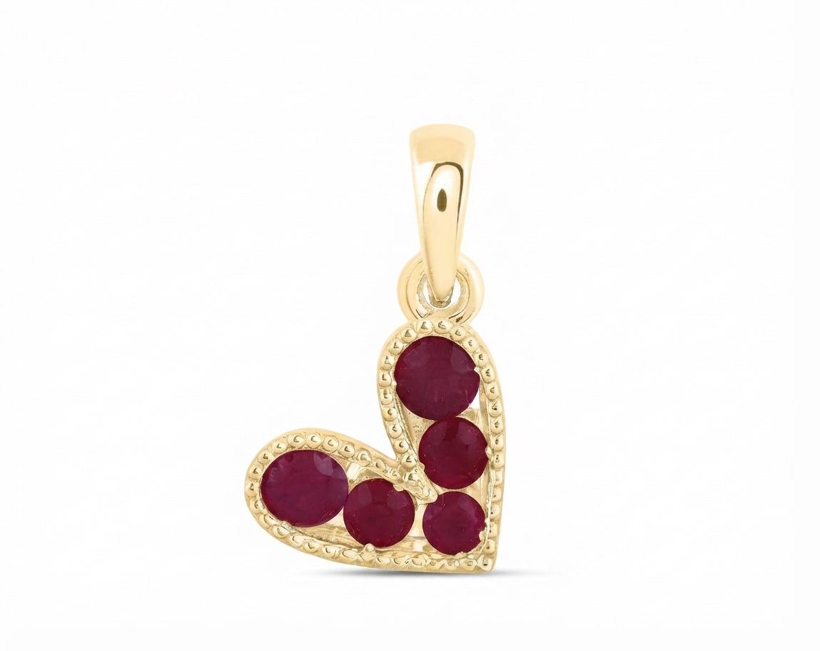 1/3 CTW natural ruby heart pendant in 14K gold
