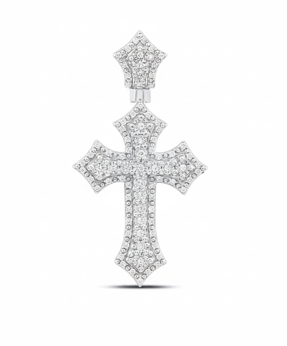 1/4 CTW Natural Diamond Cross Pendant in Sterling Silver