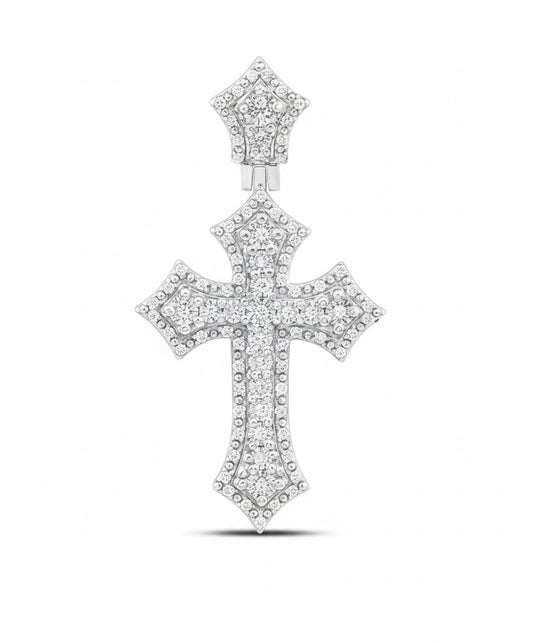 1/4 CTW Natural Diamond Cross Pendant in Sterling Silver