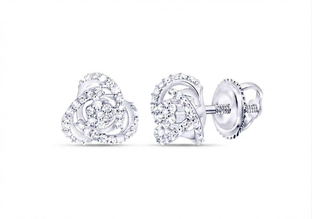 1/4 cttw natural diamond love knot earrings