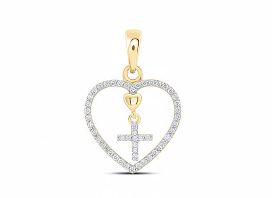 1/6 CTW natural diamond cross heart pendant