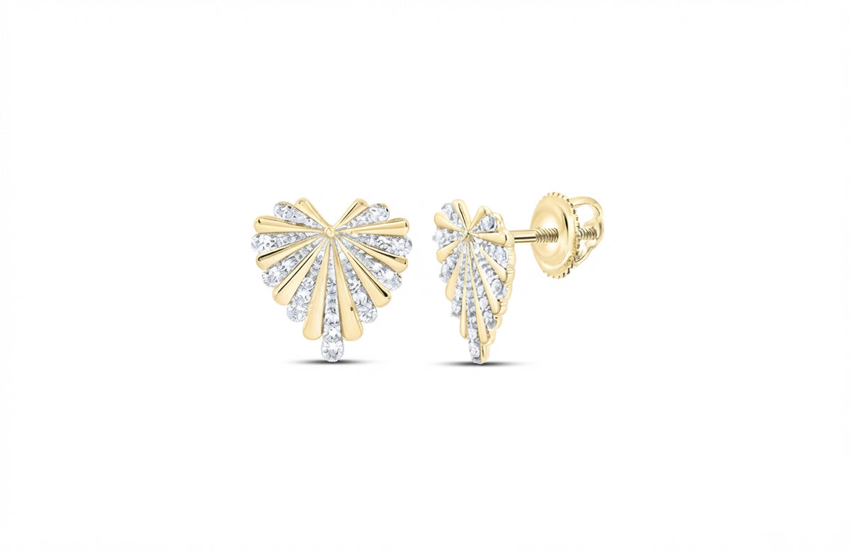 1/6 CTW natural diamond heart earrings in 10K yellow gold