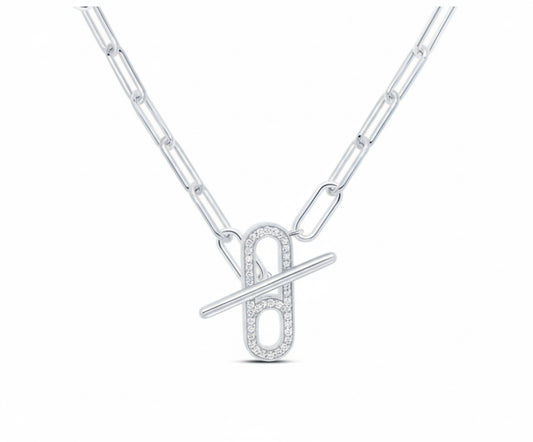 1/6 CTW Natural Diamond Paperclip Necklace