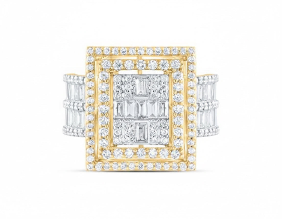 1 7/8 CTW Natural Baguette Bridal Ring – 14K Yellow Gold