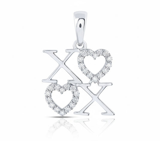 1/8 CTTW diamond Hugs & Kisses pendant in 10K white gold with 18-inch chain