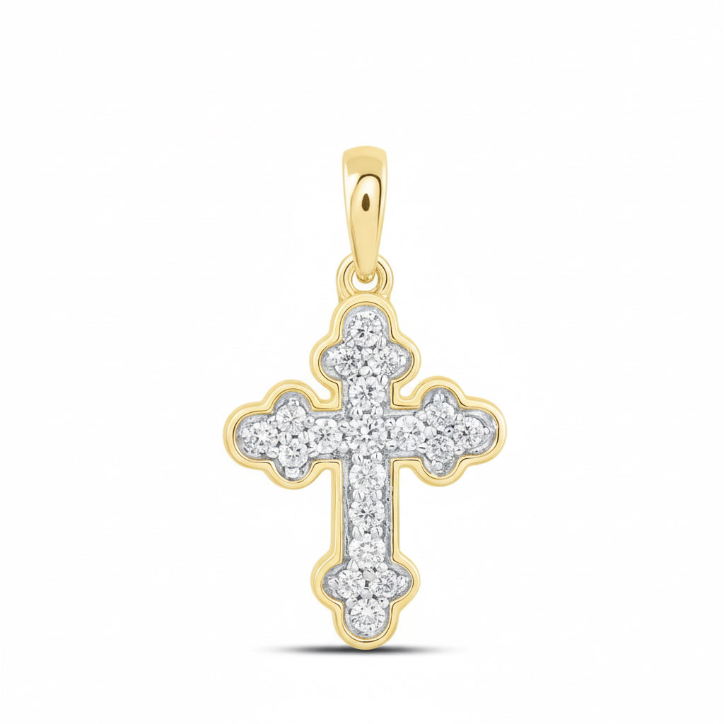 1/8 CTW natural diamond gift cross pendant in 10K yellow gold