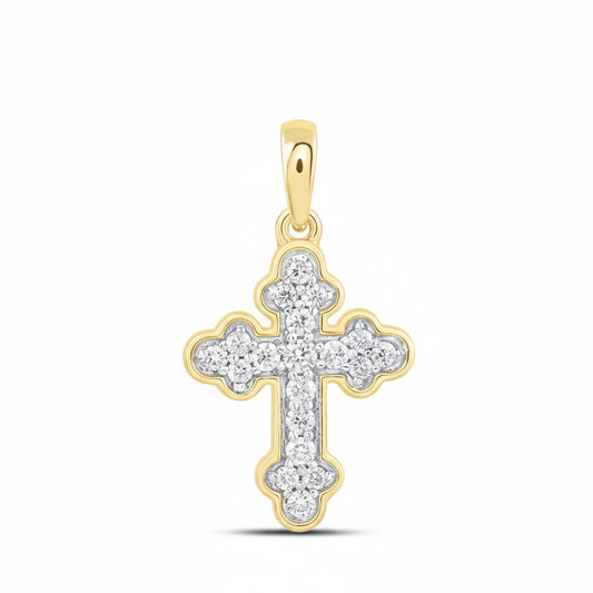 1/8 CTW natural diamond gift cross pendant in 10K yellow gold