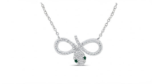1/8 CTW Natural Diamond Infinity Snake Necklace - 18 Inch