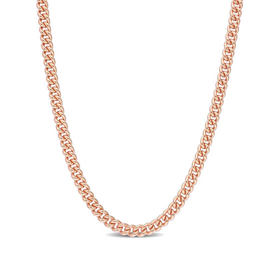 Sterling Silver Rose Gold Rhodium 6.7MM Cuban Chain