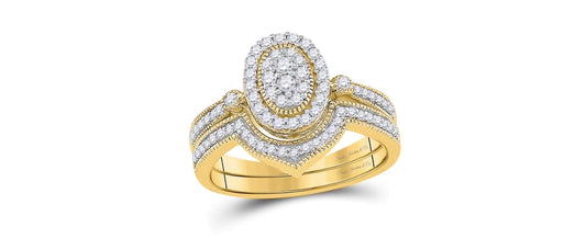 10K 2- Piece Oval Diamond Bridal Ring Set