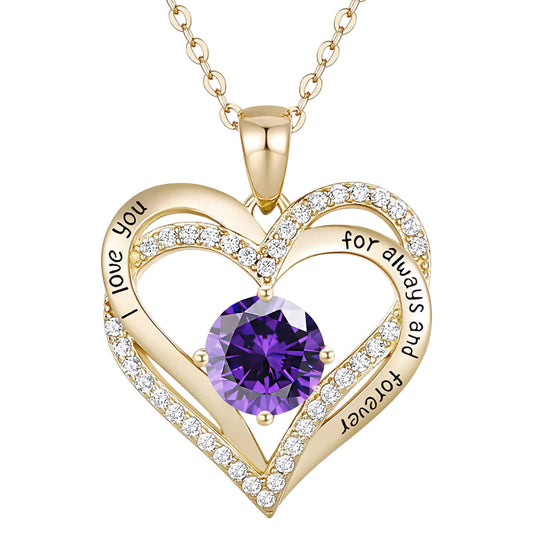 10K Amethyst Birthstone I love you for always and forever