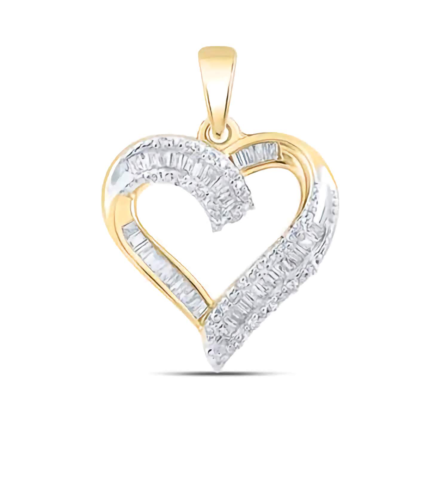 10K Baguette Diamond Heart Pendant