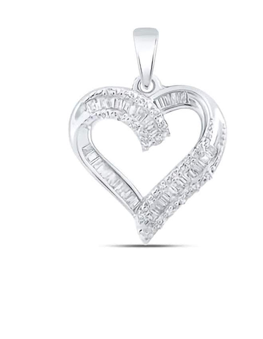 10K Baguette Diamond Heart Pendant