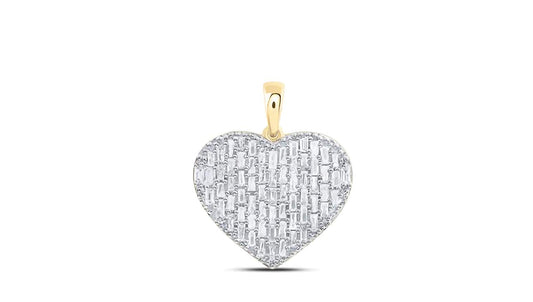 10K Baguette Diamonds Heart Pendant