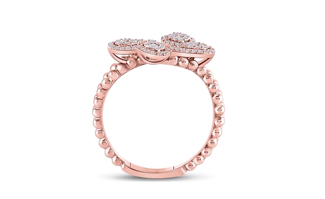 10K Beaded Geometric Wrap Dia Fashion Ring