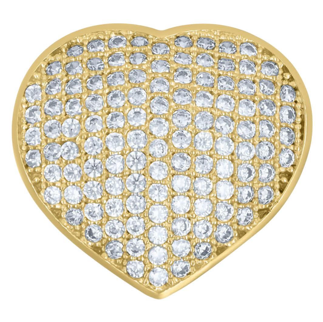 10K Big White Sapphire Heart Ring