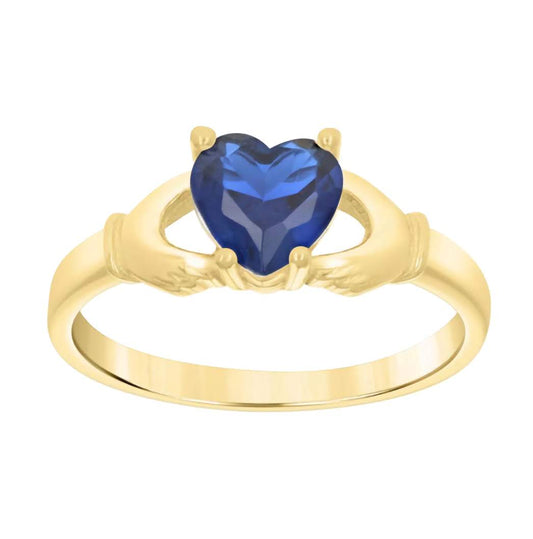 10K Blue Heart Claddagh Ring