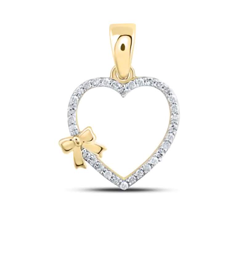 10K Bow Heart Pendant