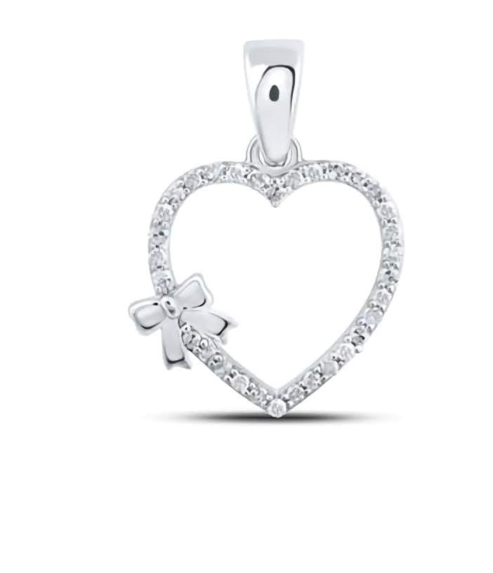 10K Bow Heart Pendant
