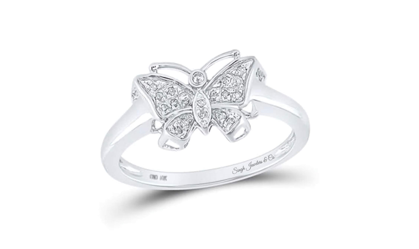 10K Butterfly Bug Diamond Ring