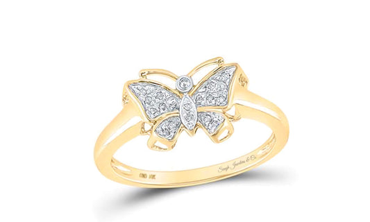 10K Butterfly Bug Diamond Ring