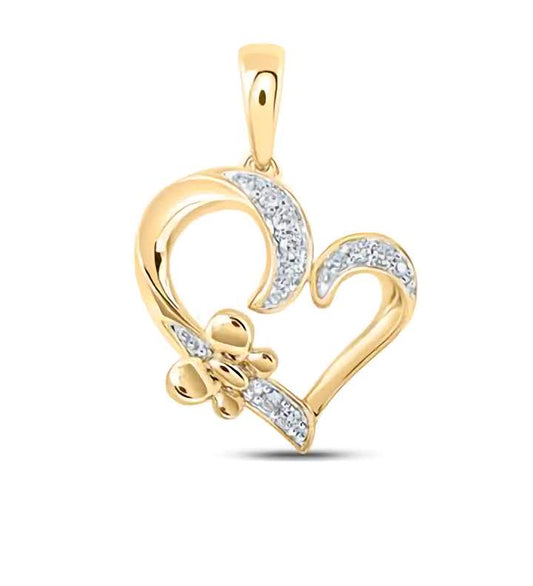 10K Butterfly Heart 1/10 Cttw Diamond Pendant