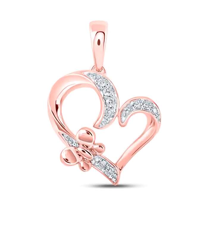 10K Butterfly Heart 1/10 Cttw Diamond Pendant