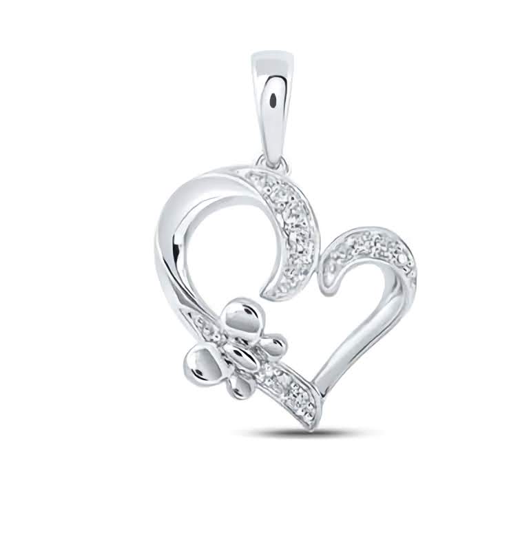 10K Butterfly Heart 1/10 Cttw Diamond Pendant