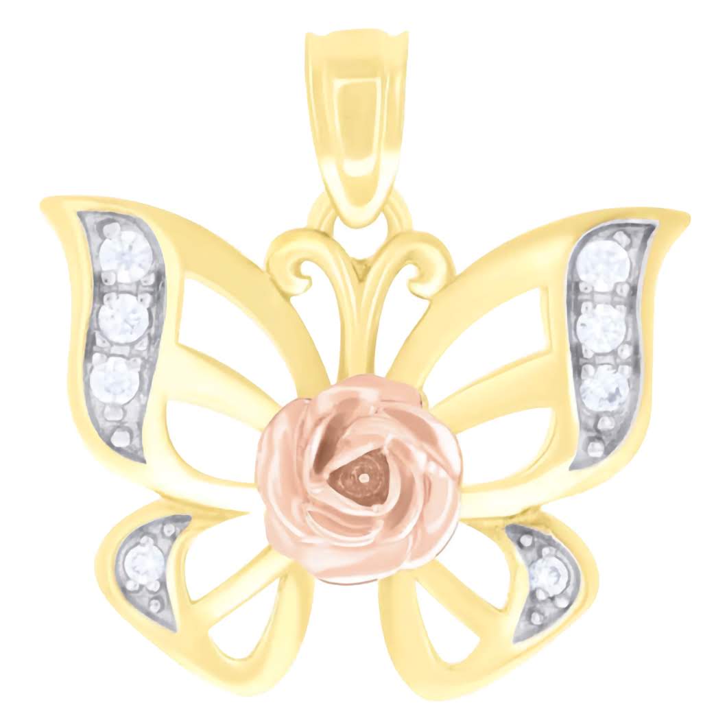 10K Butterfly Rose Charm