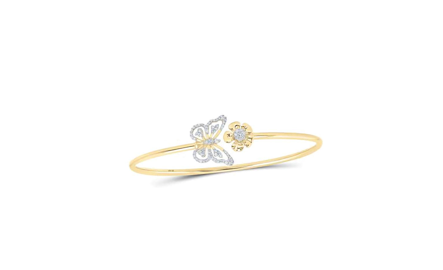 10K Butterfly & Flower Diamond Bangle
