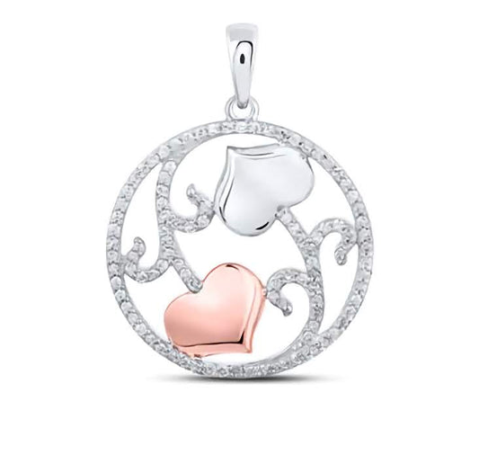 10K Circle Flower Heart Pendant