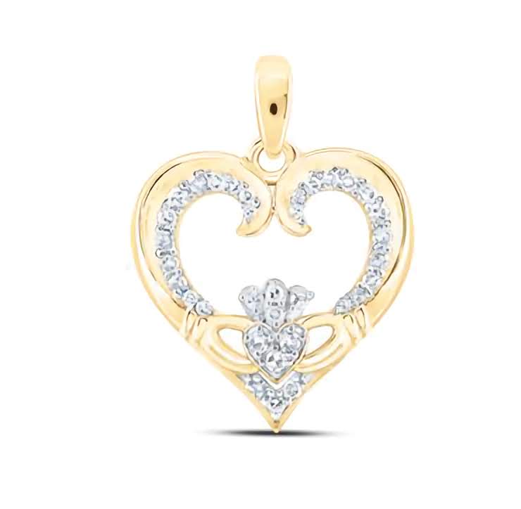 10K Claddagh Heart Pendant