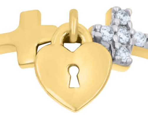 10K Cross-Heart Lock White Sapphire Ring